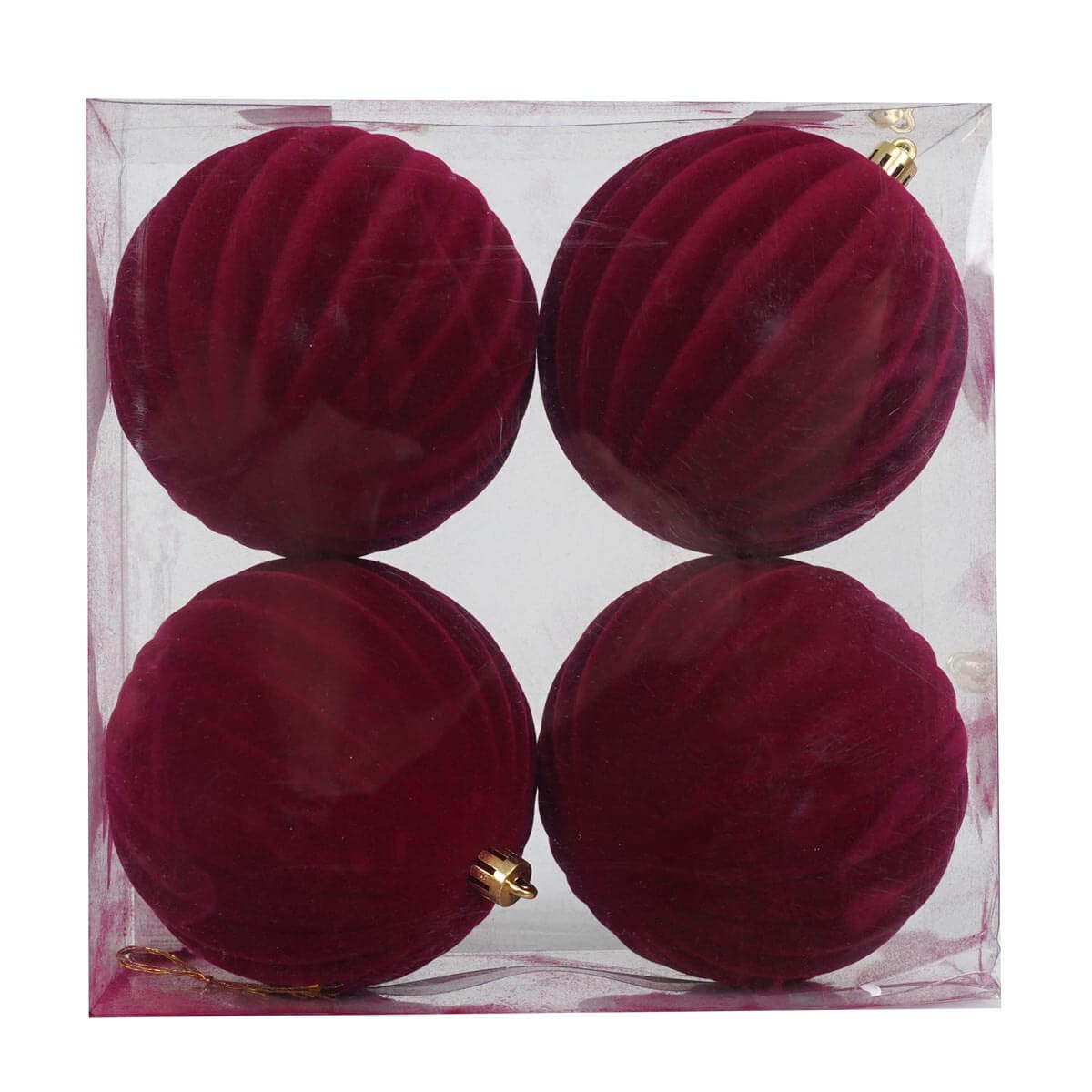 Palline di Natale in Velluto a Righe D. 10 cm confezione 4 pezzi