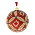 SFERA VETRO SOFF.DEC.ROMBO ROSSA - Ø12cm