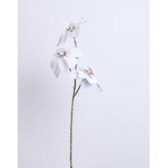 RAMO ORO CON 3 POINSETTA VELLUTO H 82CM - WHITE