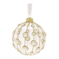 Sfera in Vetro Soffiato Decorata Pois Perle e Oro - Ø10cm