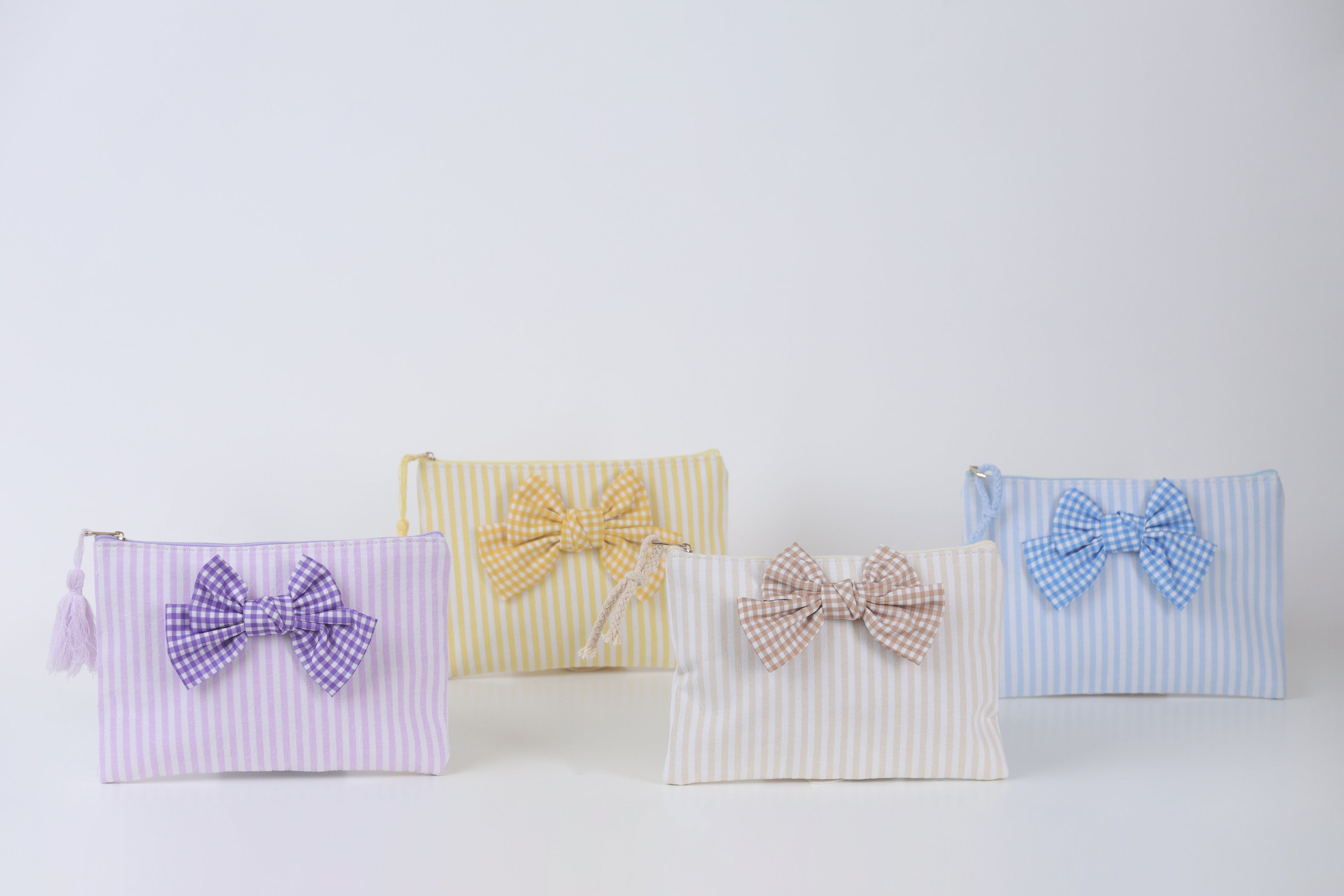 Pochette riga con fiocco quadretto